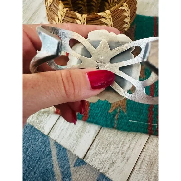 Handcrafted Old Pawn Sterling Silver & Queen Pink Conch Cluster Cuff Bracelet